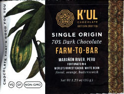 K'ul Chocolate - 70% Dark Marañón River, Peru