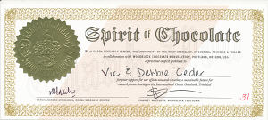 Spirit of Chocolate Certificate