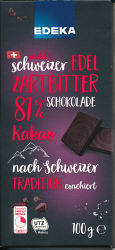 Schweizer Edel Zartbitter 81% Schokolade (Edeka Markt)