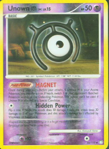 Unown M (Reverse Holo) - (DP - Mysterious Treasures)