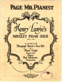 Page Mr. Pianist, Henry Lange, 1923