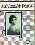 Let's Agree To Disagree, Jules Levy; Paul Crane, 1921