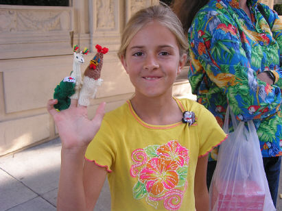 Finger puppets from a street vendor (crocodile, llama and rooster)