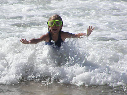 Body-surfing at Hapuna Beach