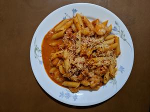 Shrimp Penne (Lemony) with Silky Tomato Sauce & Parmesan