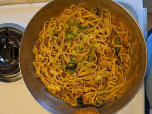 Linguine with Creamy Beef Ragù & Zucchini Ribbons