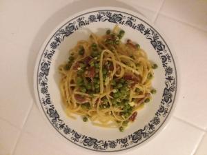 Linguine Carbonara with Peas & Bacon