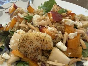 Warm Quinoa Salad w/ Seared Scallops