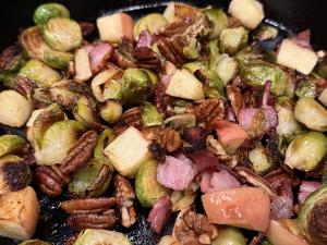 Roasted Brussel Sprouts w/ Pecans & Apples