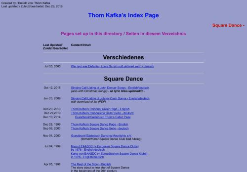 Web site for "Thom Kafka"