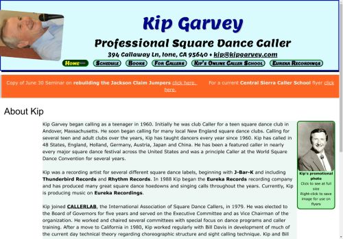 Web site for "Kip Garvey"