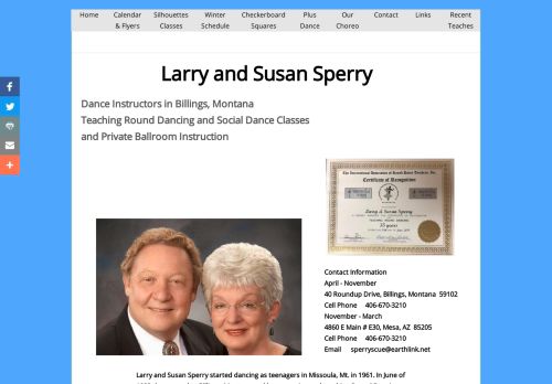 Web site for "Larry and Susan Sperry"
