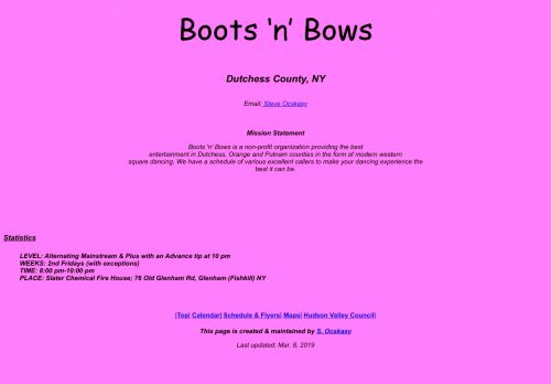 Web site for "Boots n' Bows"