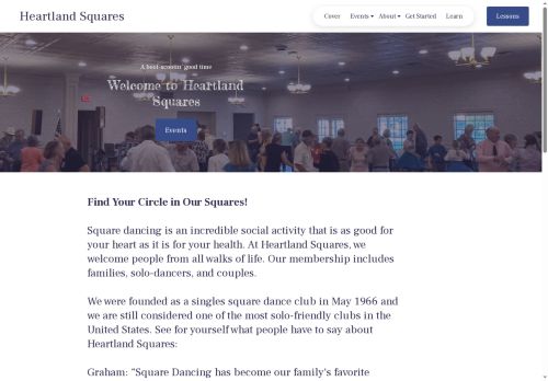 Web site for "Heartland Squares"
