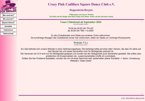Web site for "Crazy Pink Cadillacs Square Dance Club e.V."