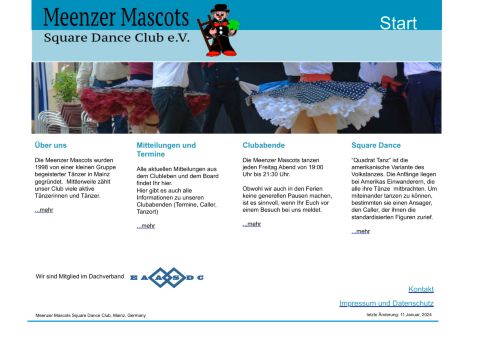 Web site for "Meenzer Mascots"