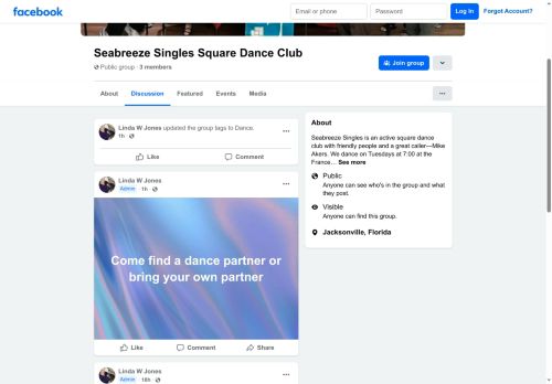 Web site for "Seabreeze Singles Square Dance Club"