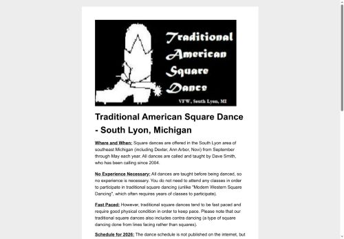 Web site for "Traditional American Square Dance - South Lyon, MI"