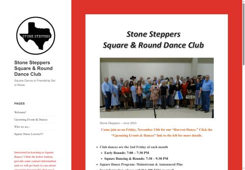 Web site for "The Stone Steppers Square & Round Dance Club"