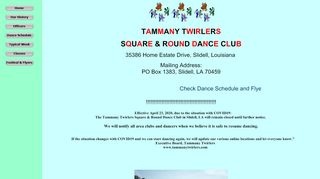 Web site for "Tammany Twirlers' Square & Round Dance Club"