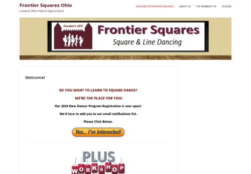 Web site for "Frontier Squares Ohio"