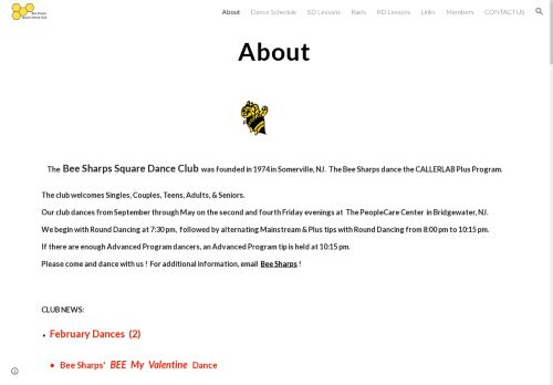 Web site for "Bee Sharps Square Dance Club"